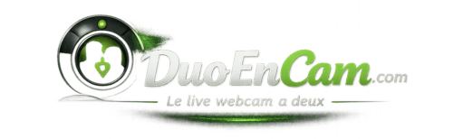 Logo DuoEnCam en vert et blanc avec icône webcam sur fond noir